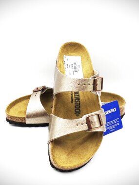 BIRKENSTOCK Sydney Slide Sandal Women in Bronze Metallic Size 38/7.5